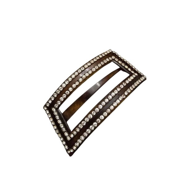 Antique Celluloid Faux Tortoise And Rhinestone Hair Clip (A8727) - Picture 1 of 6